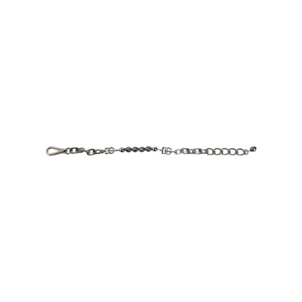 Dolce & Gabbana Silver Tone Chain Lobster Clasp Logo Grey Pearls Bracelet