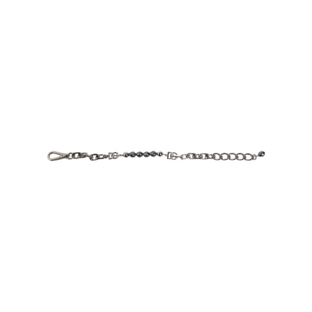 Dolce & Gabbana Silver Tone Chain Lobster Clasp Logo Grey Pearls Bracelet