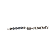 Dolce & Gabbana Silver Tone Chain Lobster Clasp Logo Grey Pearls Bracelet
