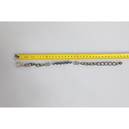 Dolce & Gabbana Silver Tone Chain Lobster Clasp Logo Grey Pearls Bracelet