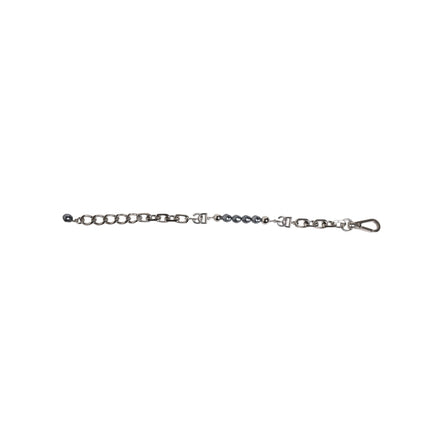 Dolce & Gabbana Silver Tone Chain Lobster Clasp Logo Grey Pearls Bracelet