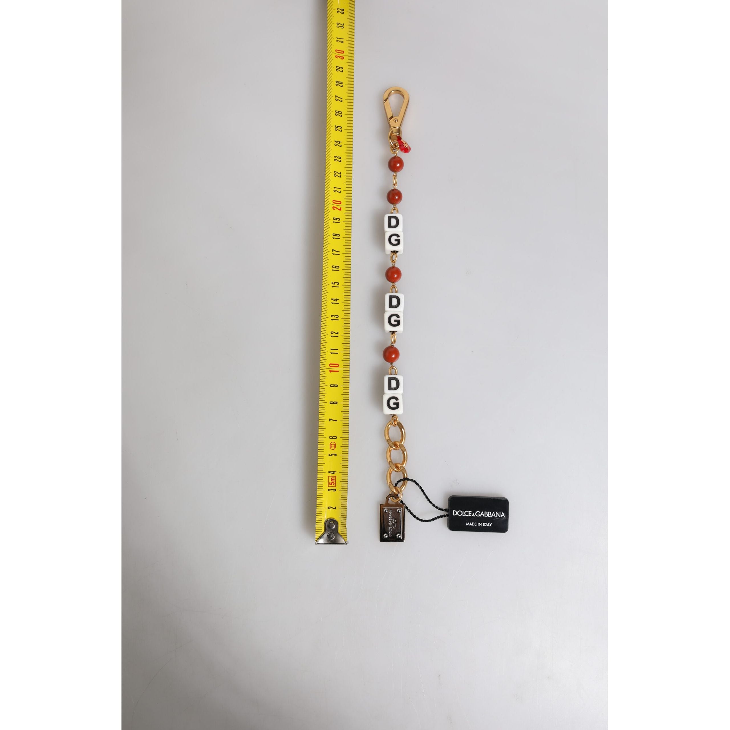 Dolce & Gabbana Multicolor Gold Tone Brass Chain DG Logo Dice Bracelet