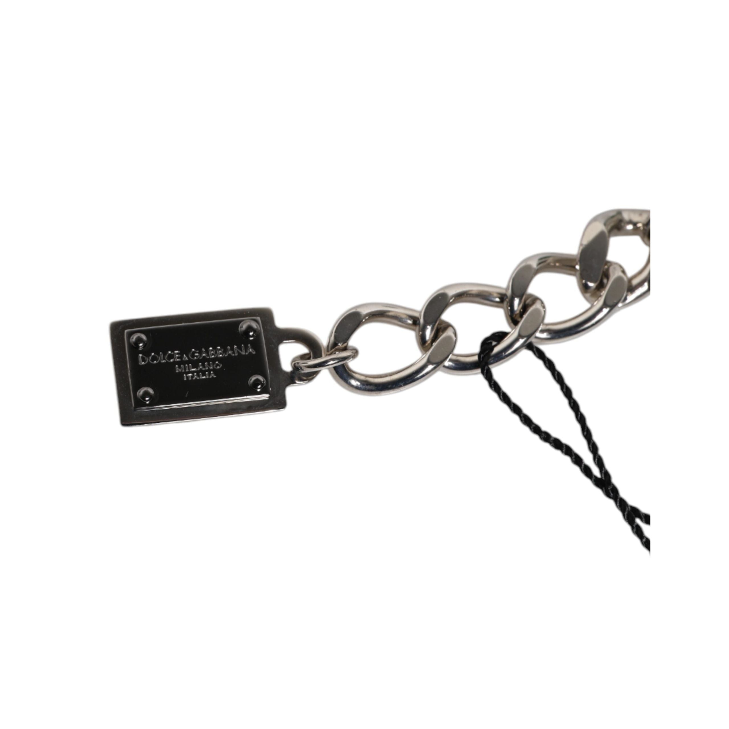 Dolce & Gabbana Brățară cu talismane înnobilate cu logo, zaruri și mărgele din alamă de culoarea argintului