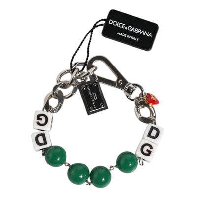 Dolce & Gabbana Brățară cu talismane înnobilate cu logo, zaruri și mărgele din alamă de culoarea argintului