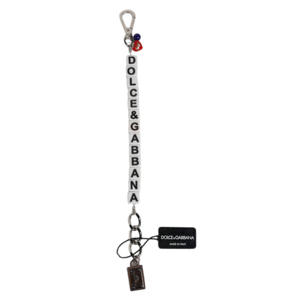 Brățară cu charm Dolce & Gabbana, din alamă argintie, lanț, zaruri și logo încrustat