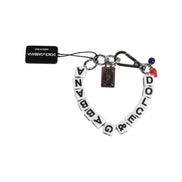Brățară cu charm Dolce & Gabbana, din alamă argintie, lanț, zaruri și logo încrustat