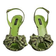 Dolce & Gabbana Green Python Leather Heel Sandals