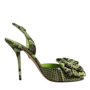 Dolce & Gabbana Green Python Leather Heel Sandals