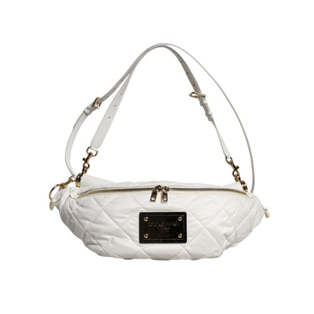 Dolce & Gabbana White Quilted Logo Belt Bag