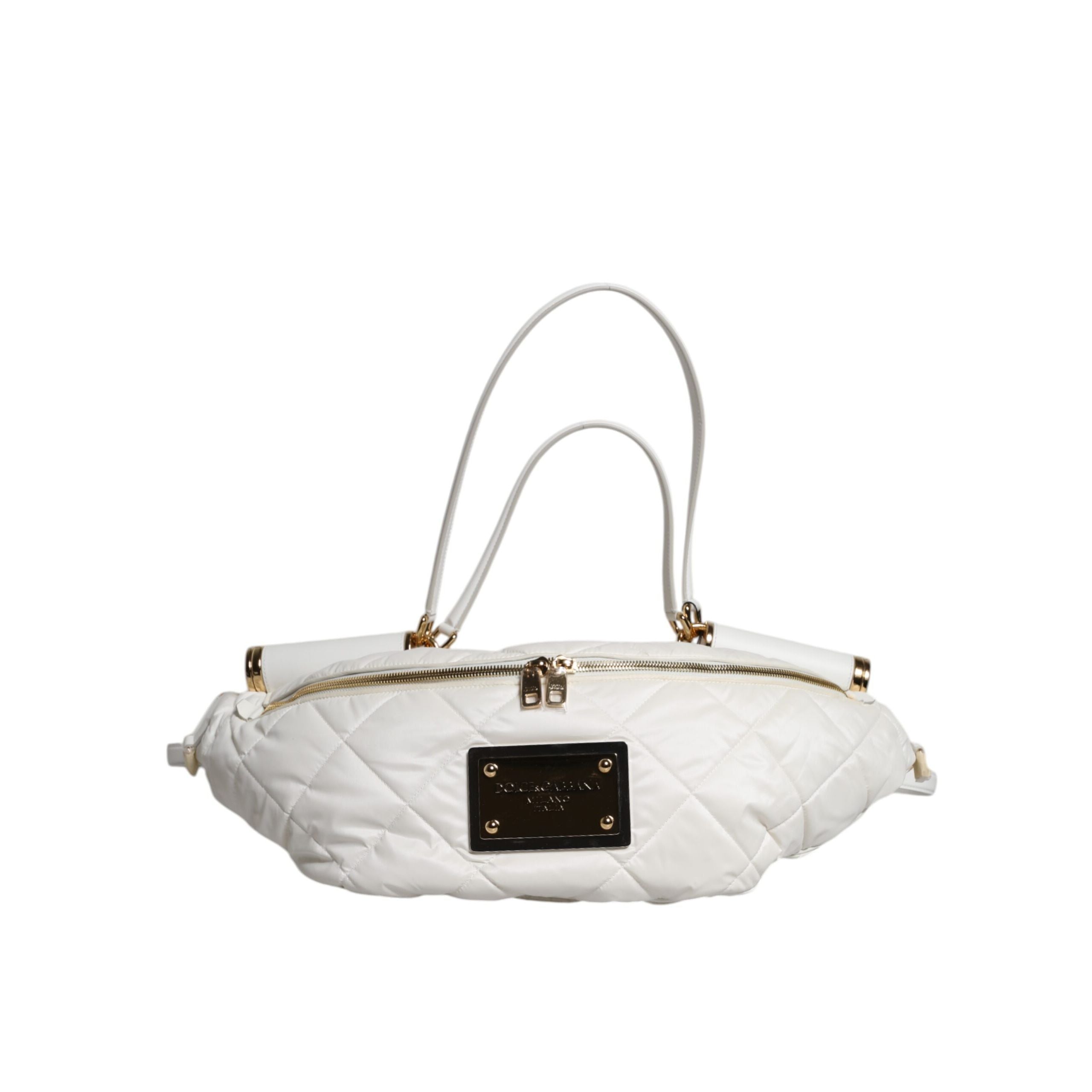 Dolce & Gabbana White Quilted Logo Belt Bag