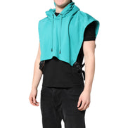 Dolce & Gabbana Green Cotton Hooded Sportswear Vest Sweater