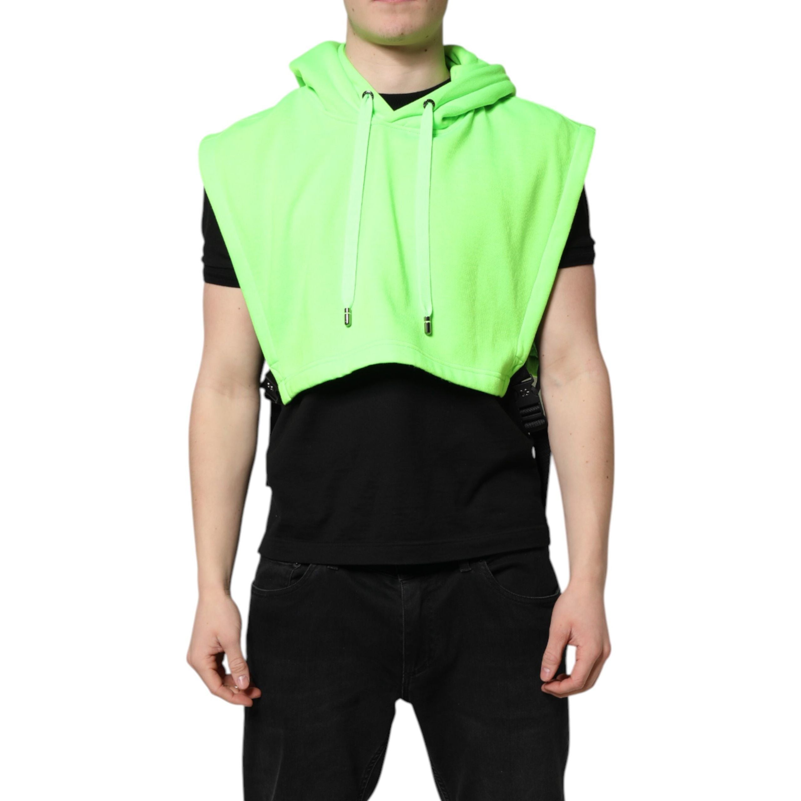 Dolce & Gabbana Green Hooded Sportswear Vest Sweater