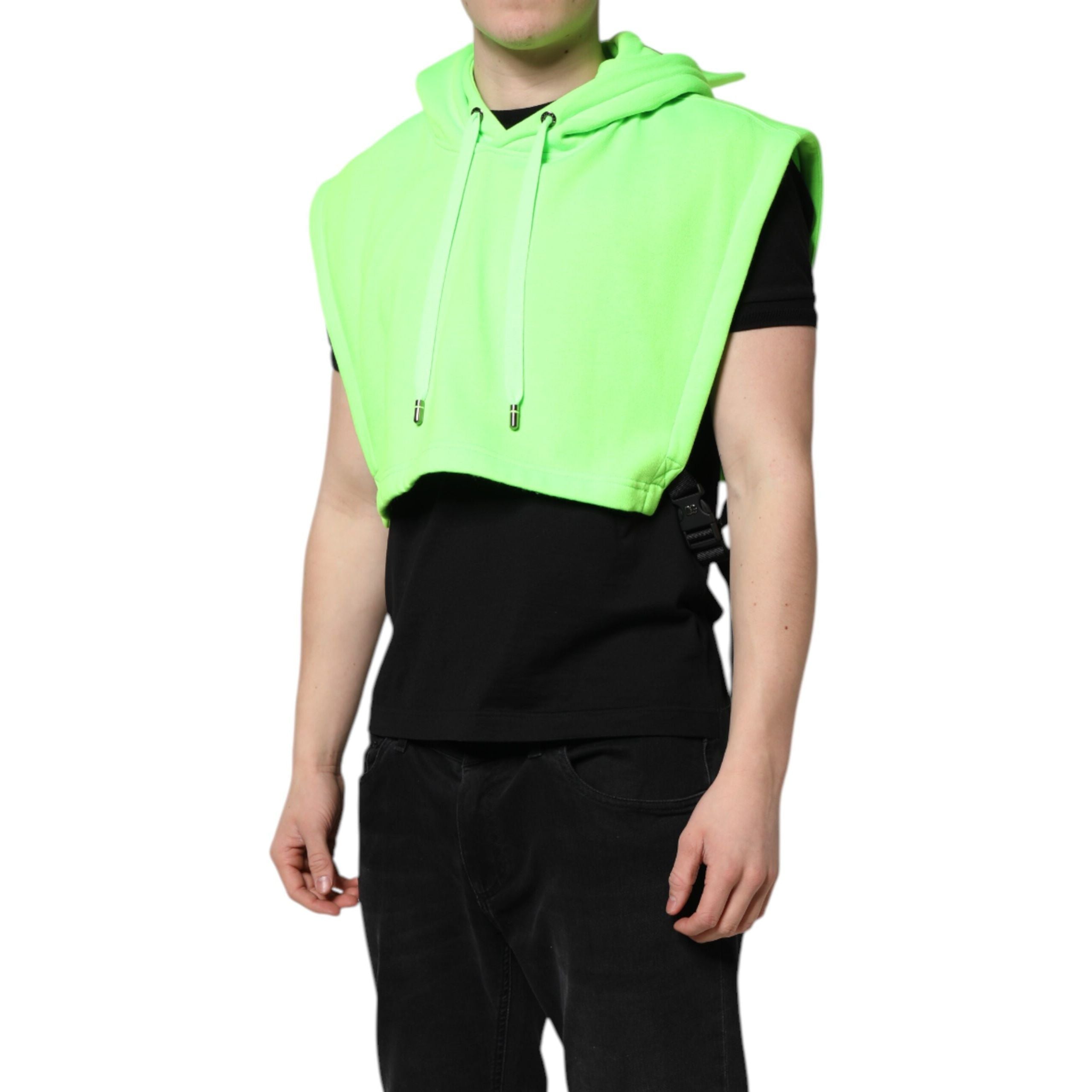 Dolce & Gabbana Green Hooded Sportswear Vest Sweater