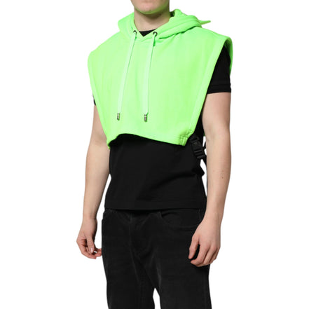 Dolce & Gabbana Green Hooded Sportswear Vest Sweater
