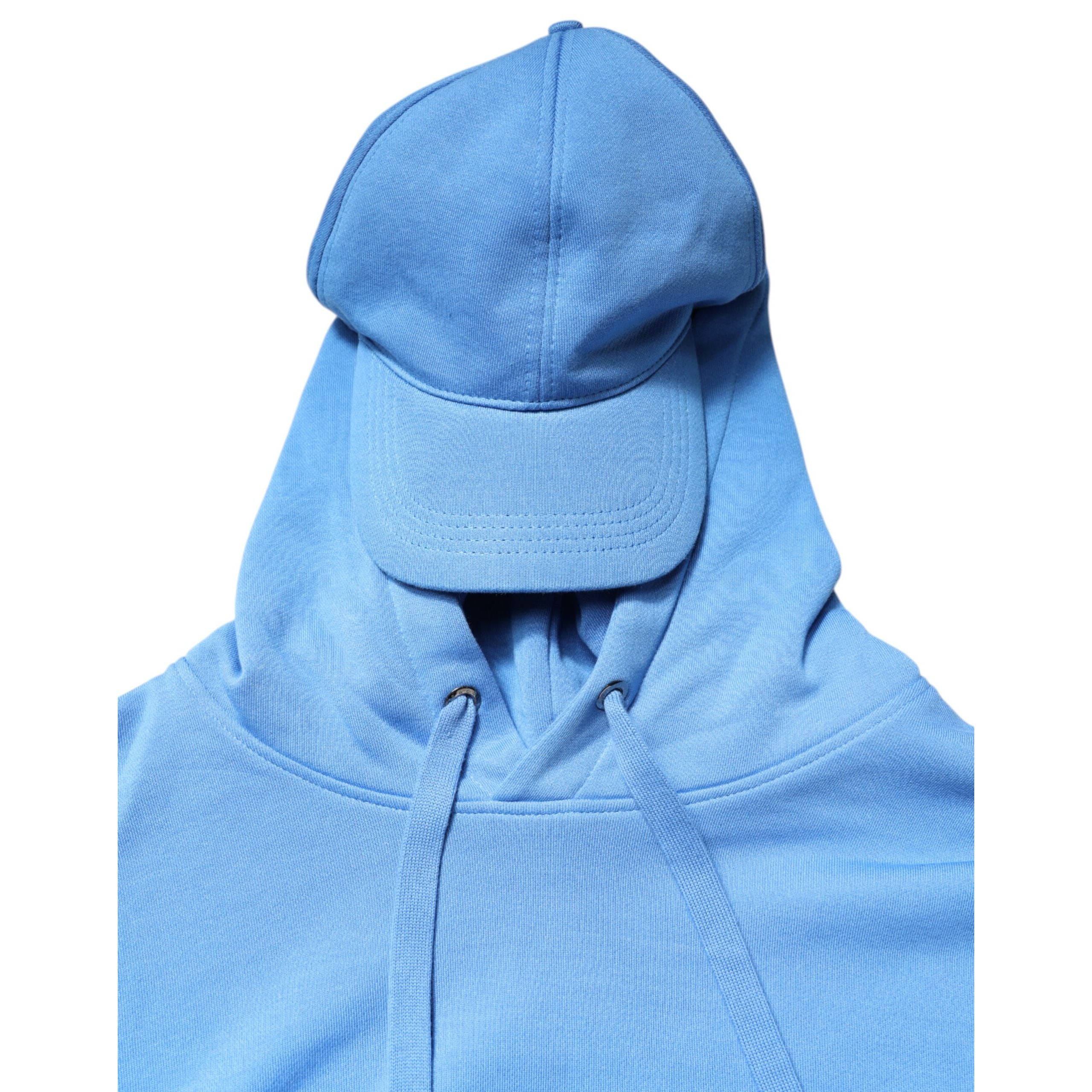 Dolce & Gabbana Blue Cotton Hooded Sportswear Vest Sweater