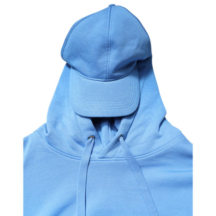 Dolce & Gabbana Blue Cotton Hooded Sportswear Vest Sweater