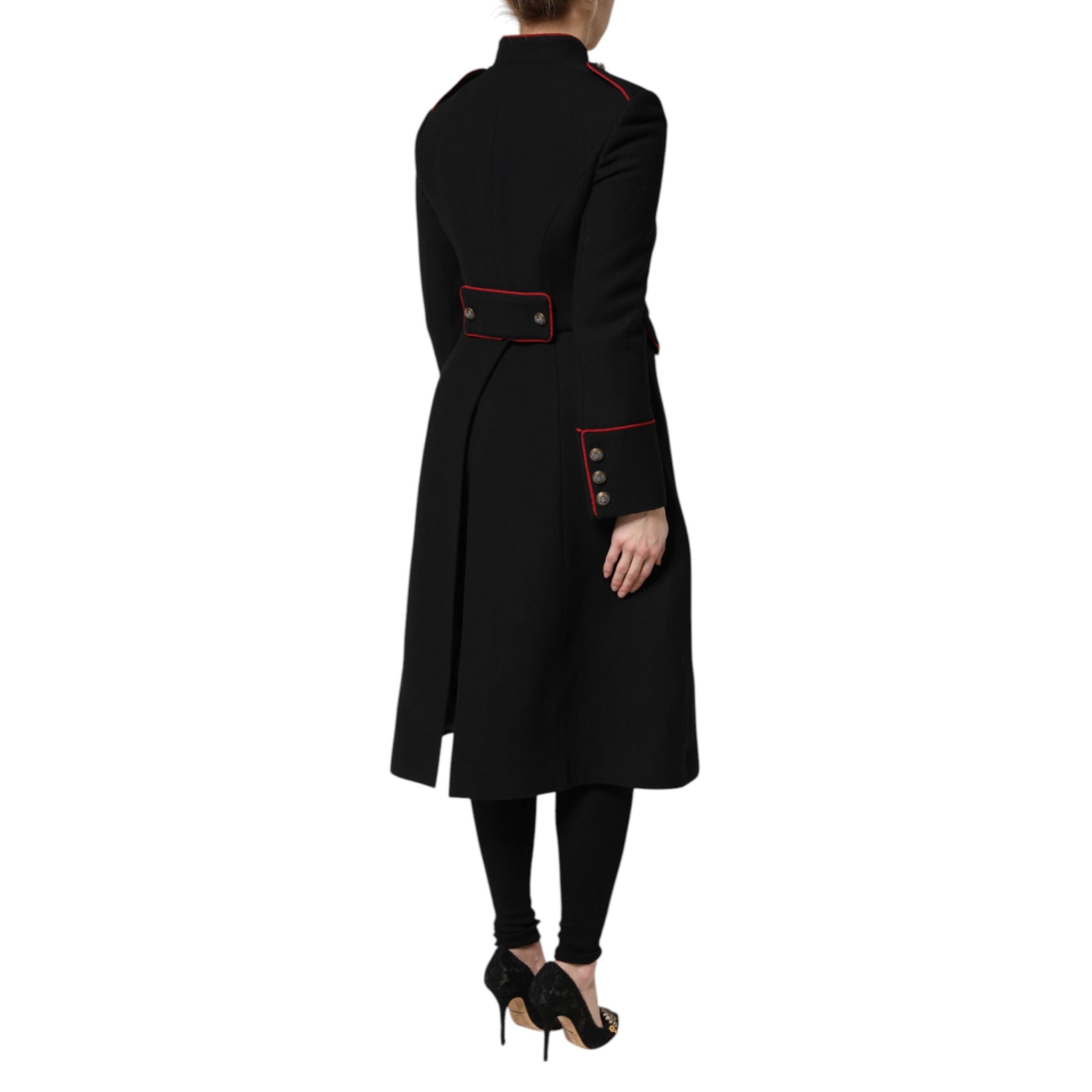 Dolce & Gabbana Black Wool Single Breasted Trench Coat Jacket
