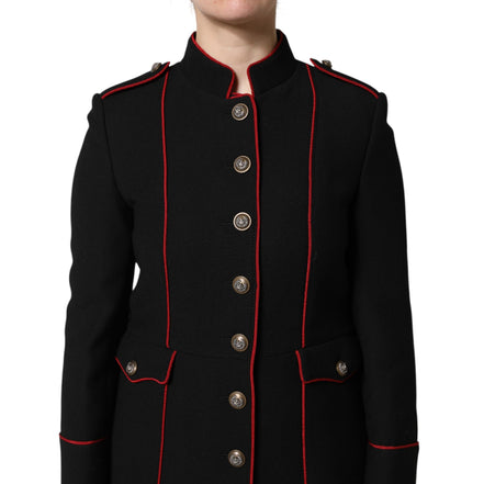 Dolce & Gabbana Black Wool Single Breasted Trench Coat Jacket
