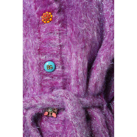 Dolce & Gabbana Purple Button Embellished Trench Coat Jacket