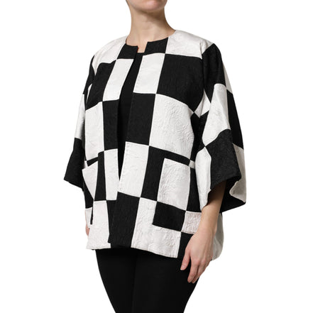 Dolce & Gabbana White Black Patchwork Jacquard Blazer Jacket