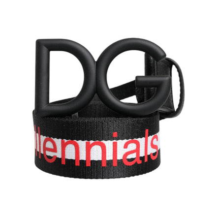 Dolce & Gabbana Black Logo Print DG Buckle Belt