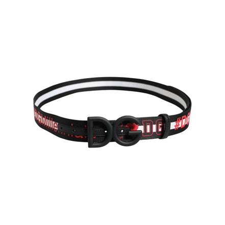 Dolce & Gabbana Black Logo Print DG Buckle Belt