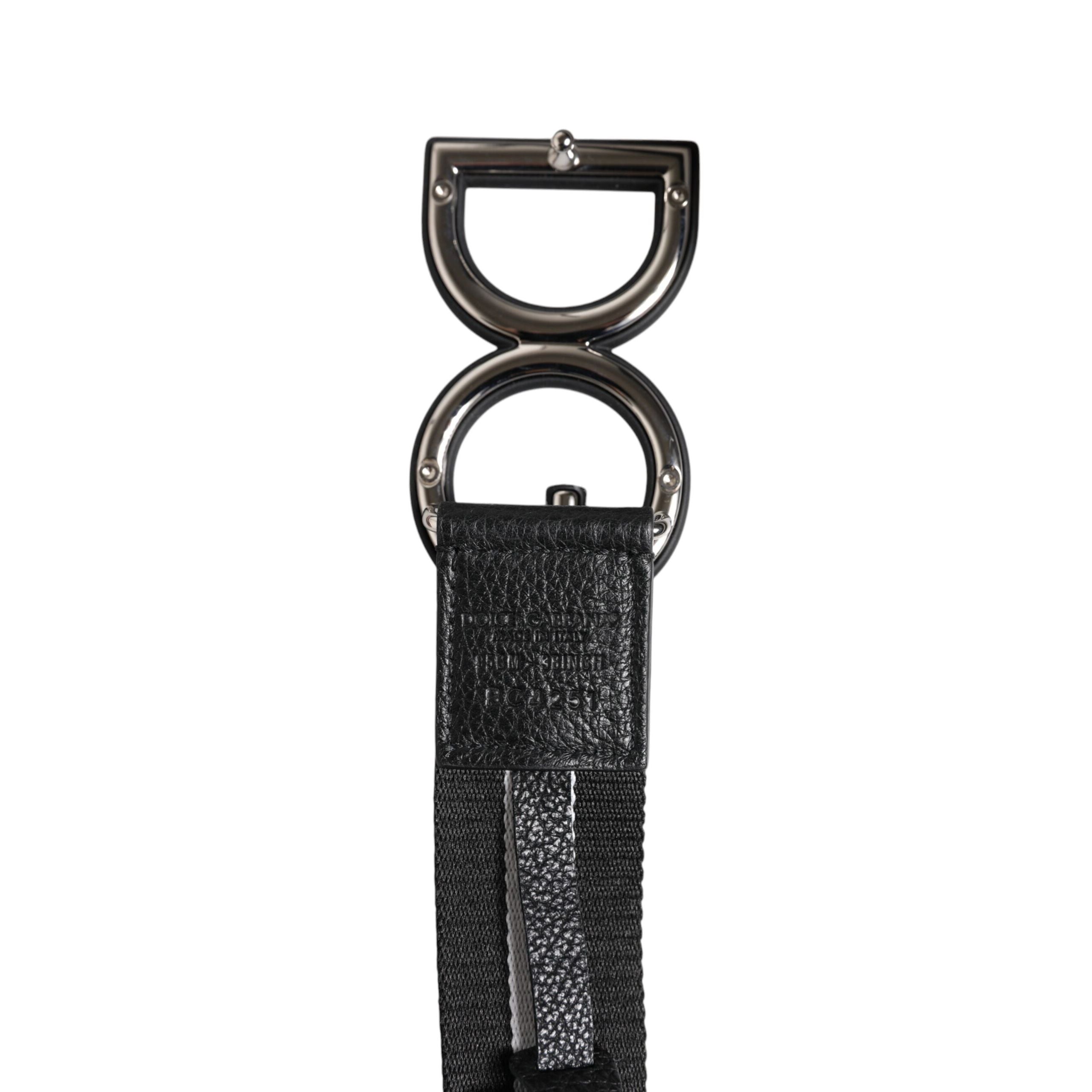 Dolce & Gabbana Black Logo Print DG Buckle Belt