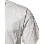 Tricou Dolce & Gabbana din bumbac alb cu decolteu rotund și logo în relief