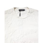 Tricou Dolce & Gabbana din bumbac alb cu decolteu rotund și logo în relief