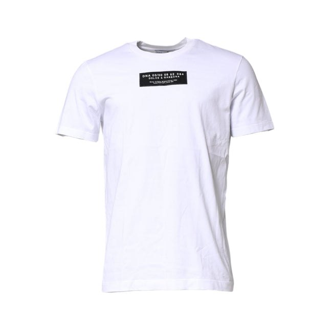 Tricou cu guler la baza gâtului Dolce & Gabbana din bumbac alb, cu logo aplicat