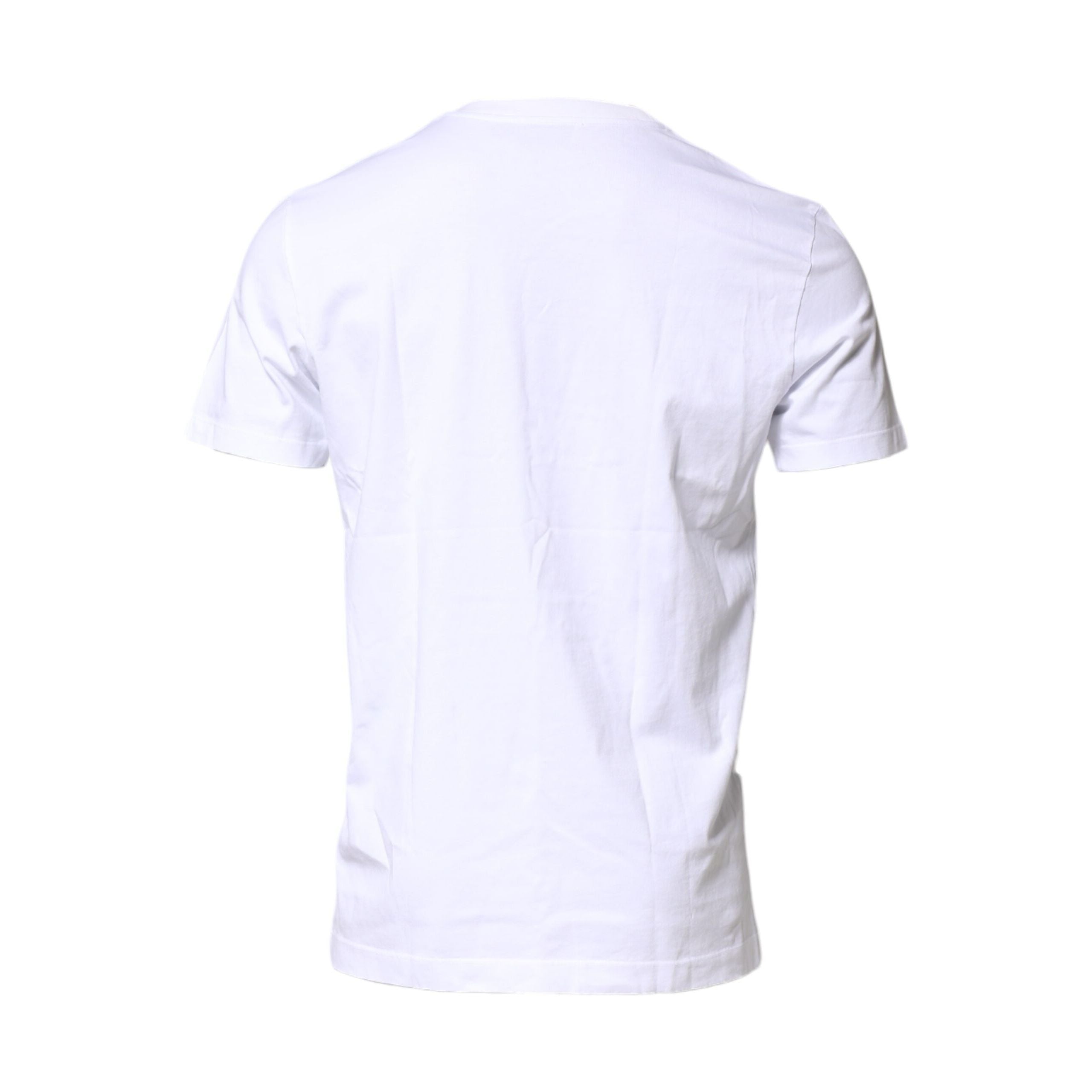 Tricou cu guler la baza gâtului Dolce & Gabbana din bumbac alb, cu logo aplicat