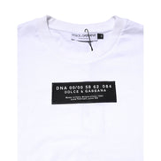 Tricou cu guler la baza gâtului Dolce & Gabbana din bumbac alb, cu logo aplicat