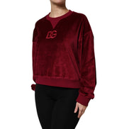 Dolce & Gabbana Red Cotton Velvet Crew Neck Sweater