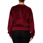 Dolce & Gabbana Red Cotton Velvet Crew Neck Sweater