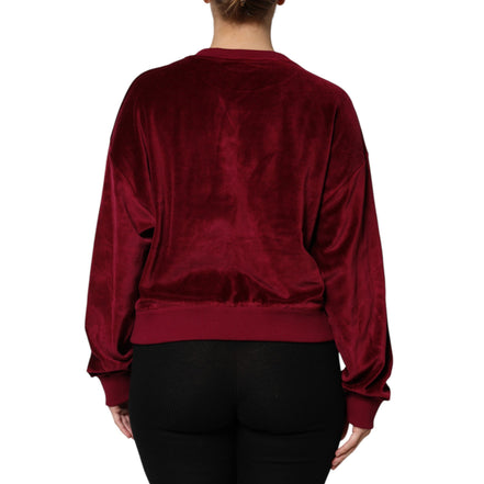 Dolce & Gabbana Red Cotton Velvet Crew Neck Sweater