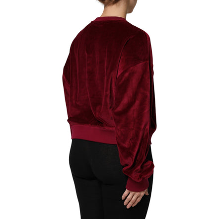 Dolce & Gabbana Red Cotton Velvet Crew Neck Sweater