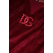 Dolce & Gabbana Red Cotton Velvet Crew Neck Sweater