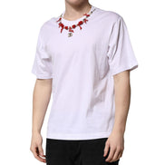 Dolce & Gabbana White Embellished Cotton Crew Neck T-shirt
