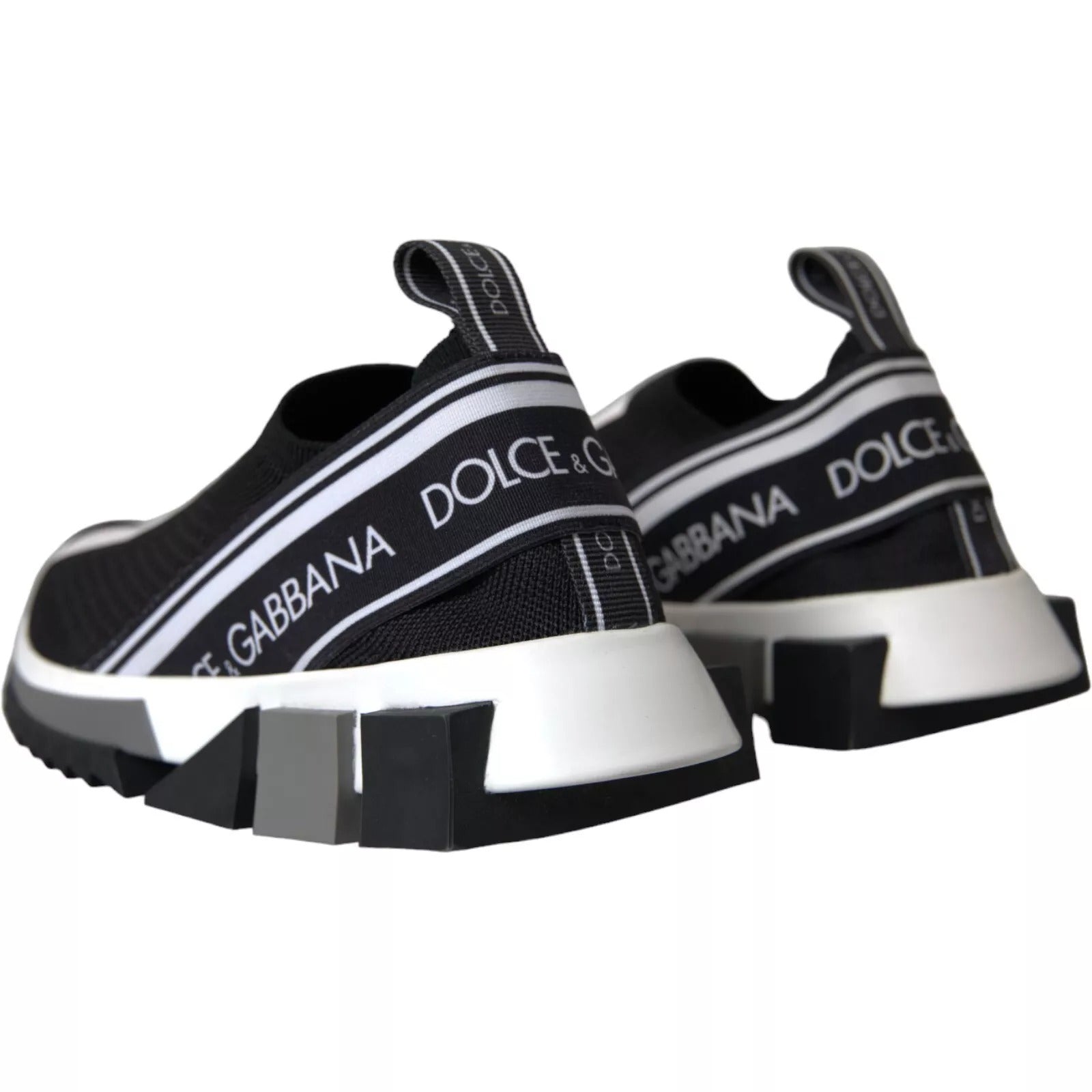 Dolce & Gabbana Black White Slip On Sorrento Sneakers