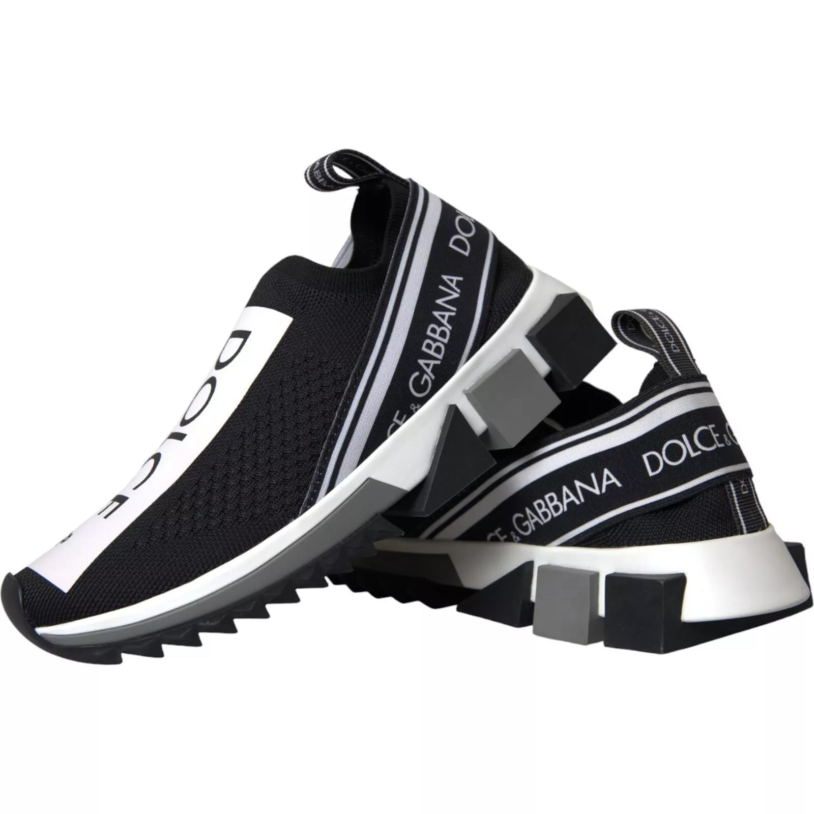 Dolce & Gabbana Black White Slip On Sorrento Sneakers
