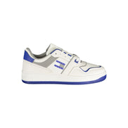 Sneakers Tommy Hilfiger albi din poliuretan cu albastru regal