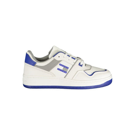 Sneakers Tommy Hilfiger albi din poliuretan cu albastru regal