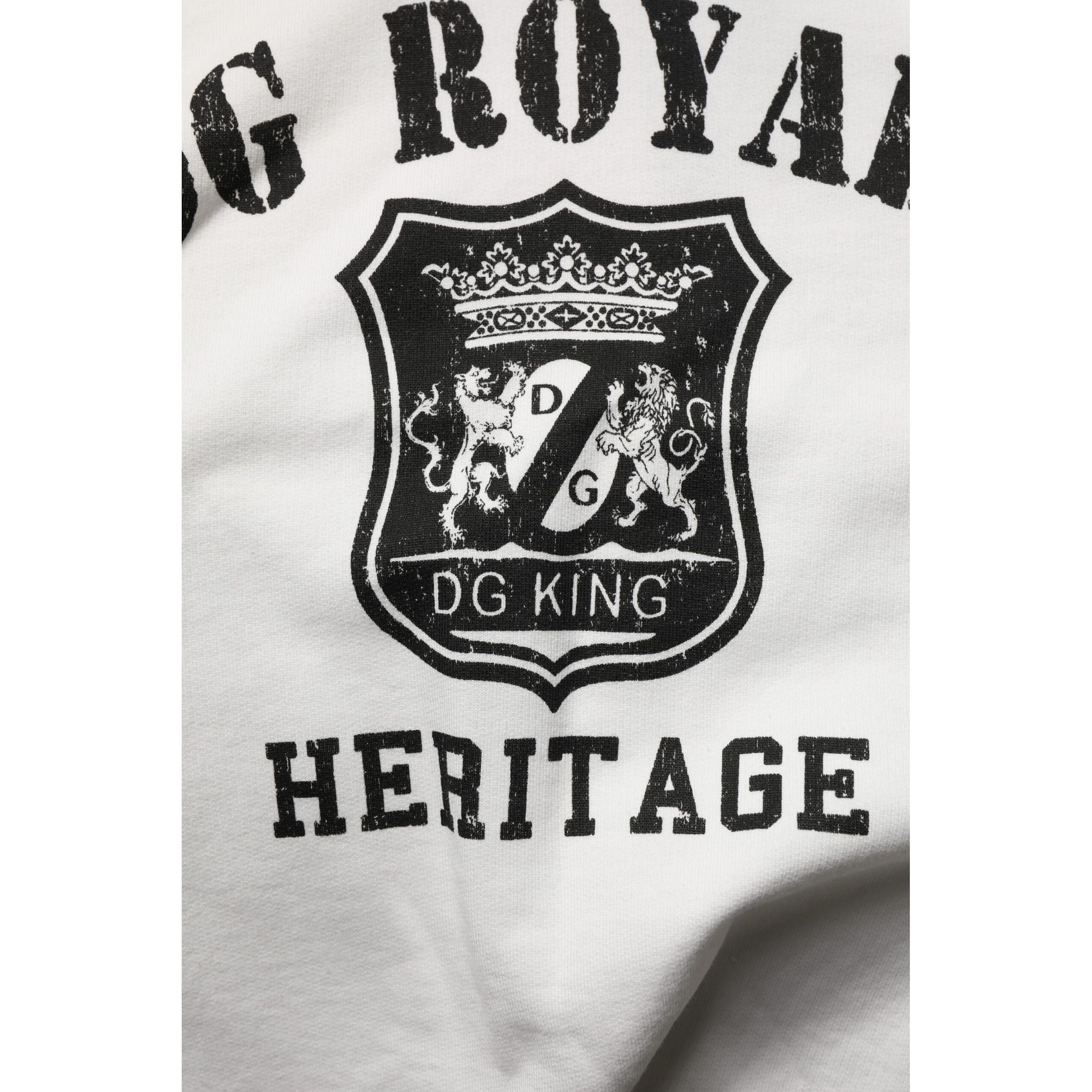 Dolce & Gabbana White Cotton DG ROYAL Print Hooded Sweater