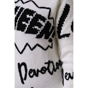 Dolce & Gabbana White Wool Knit Crew Neck Sweater