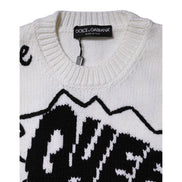 Dolce & Gabbana White Wool Knit Crew Neck Sweater