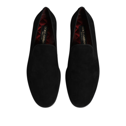 Dolce & Gabbana Black Suede Slip-On Loafers