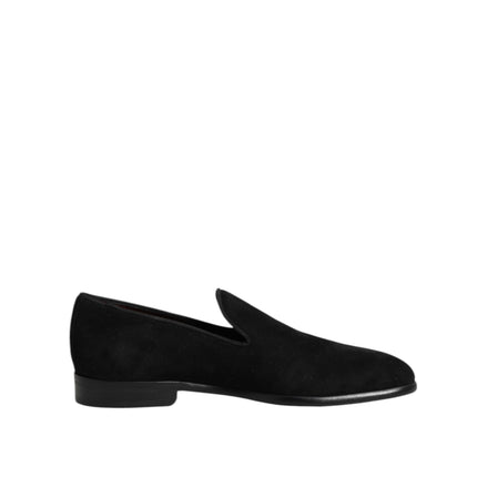 Dolce & Gabbana Black Suede Slip-On Loafers