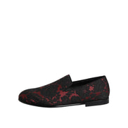 Dolce & Gabbana Red Black Jacquard Slip-On Loafers
