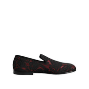 Dolce & Gabbana Red Black Jacquard Slip-On Loafers