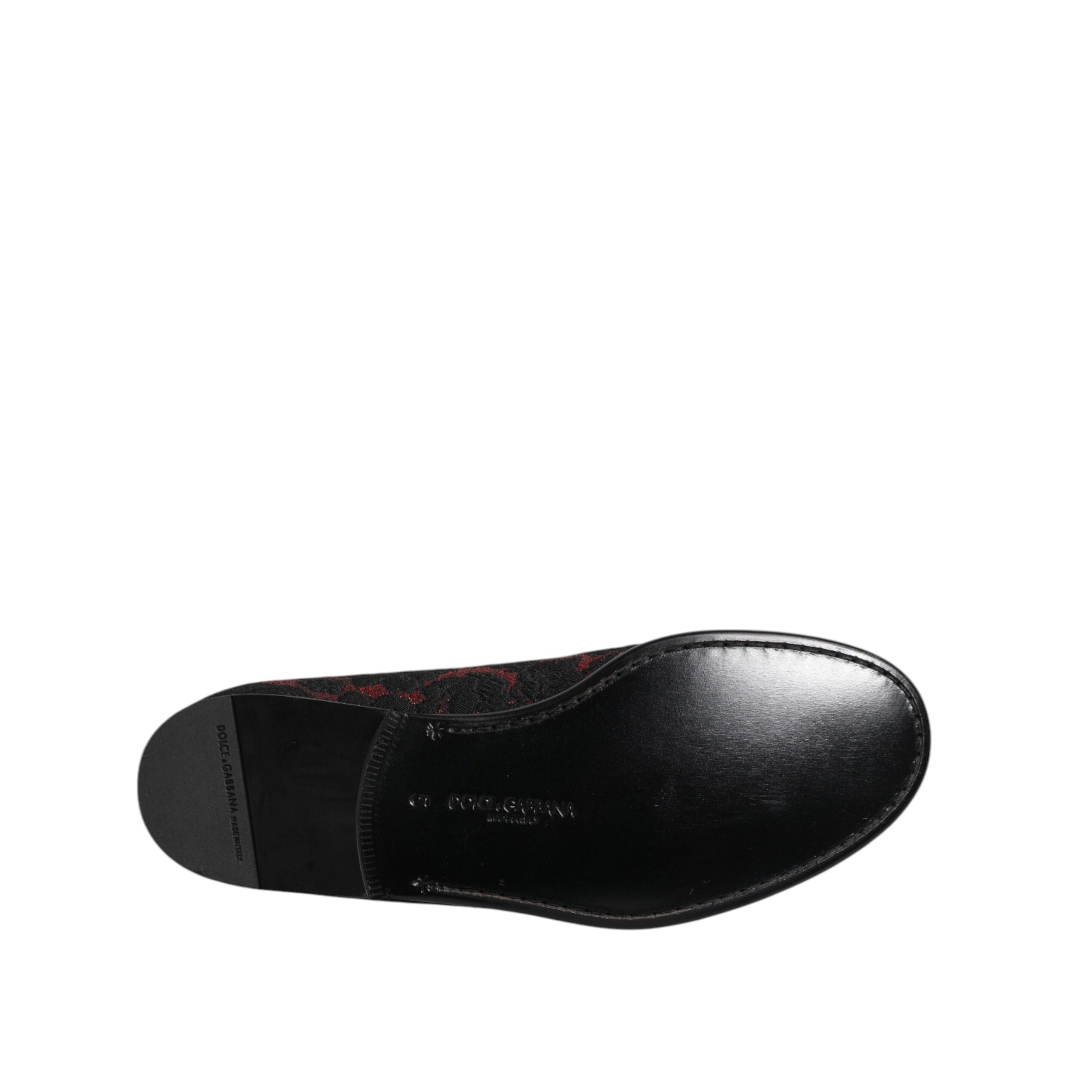 Dolce & Gabbana Red Black Jacquard Slip-On Loafers